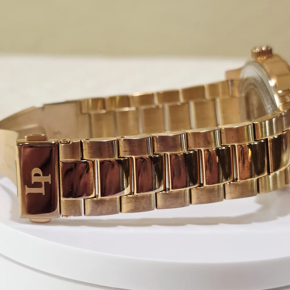 Lucien Piccard STELLAR Men's Wrist Watch Day Date Sub-Dials Rose Gold Pink